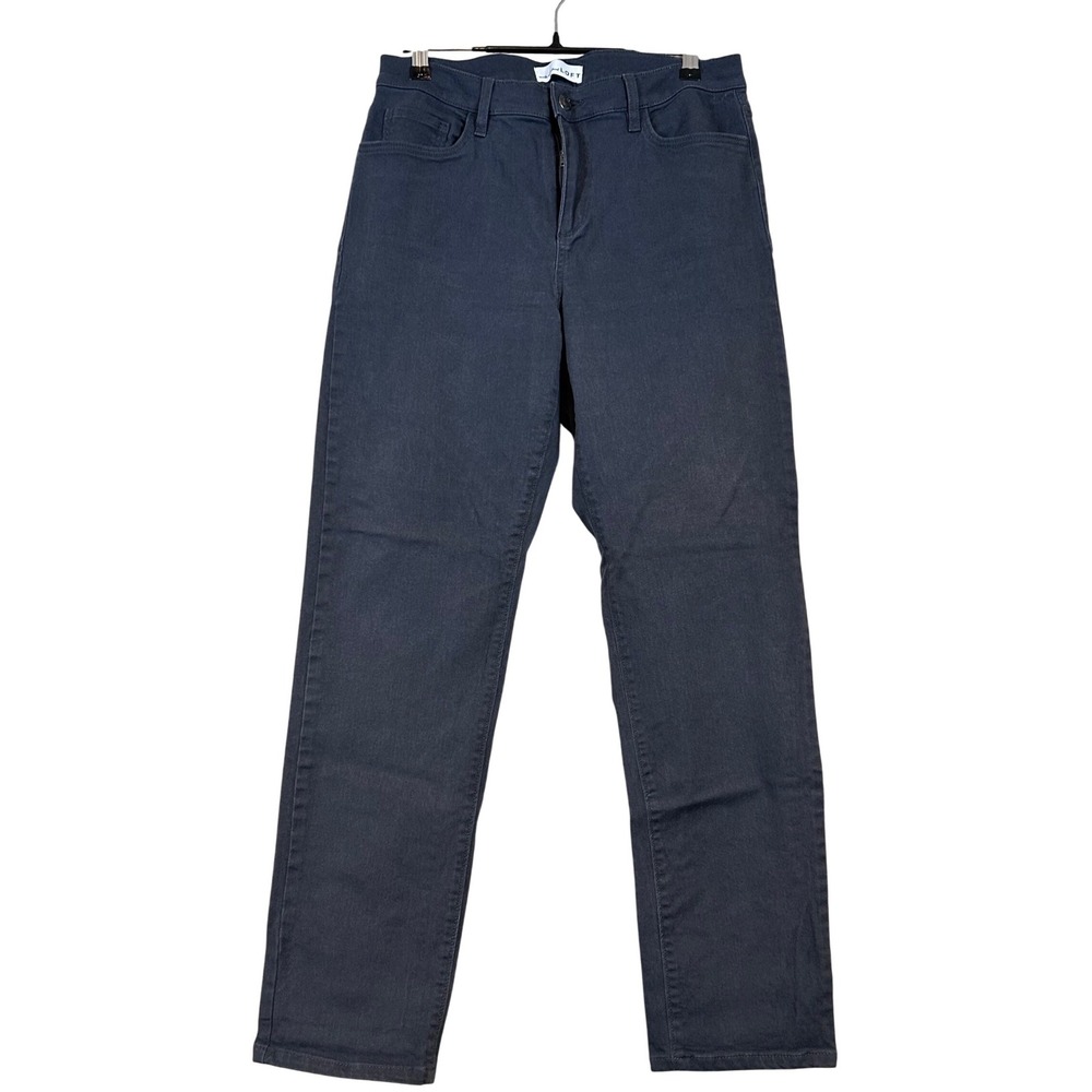 LOFT Womens Straight Leg Pants Charcoal Grey Size 6 28 Dark Wash Denim‎ Twill